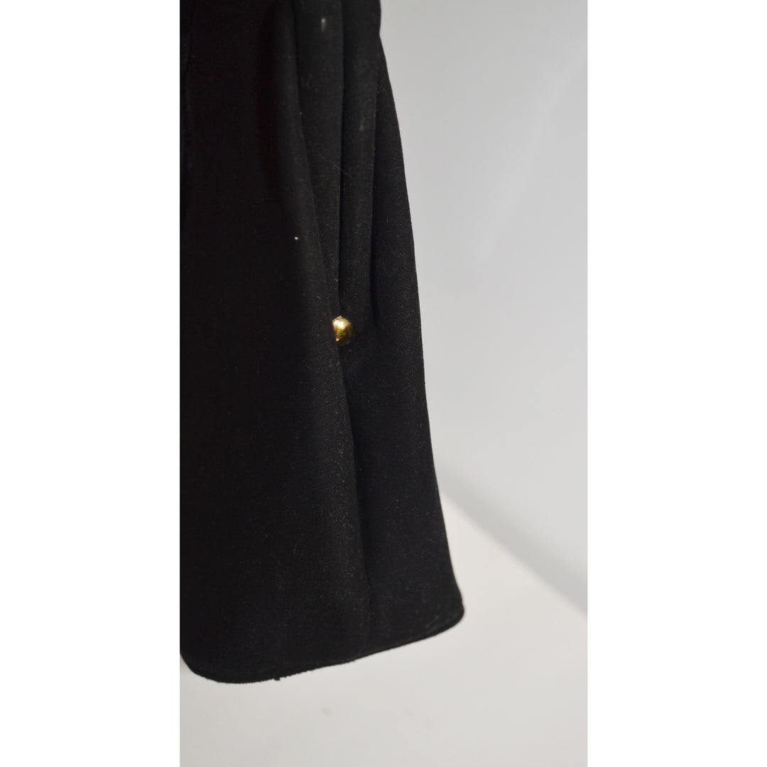 Vintage Keyhole Black Suede Purse By Kerrybrooke