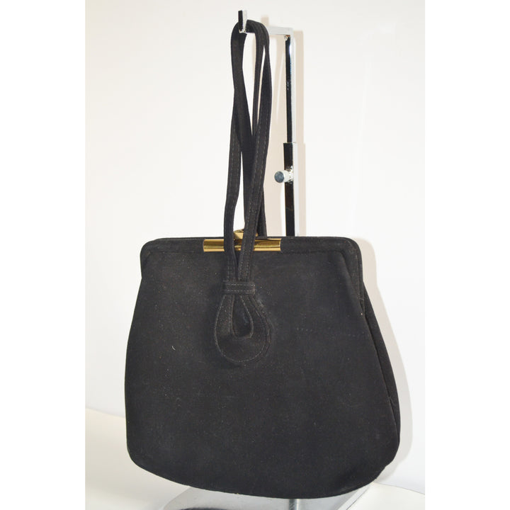Vintage Keyhole Black Suede Purse By Kerrybrooke
