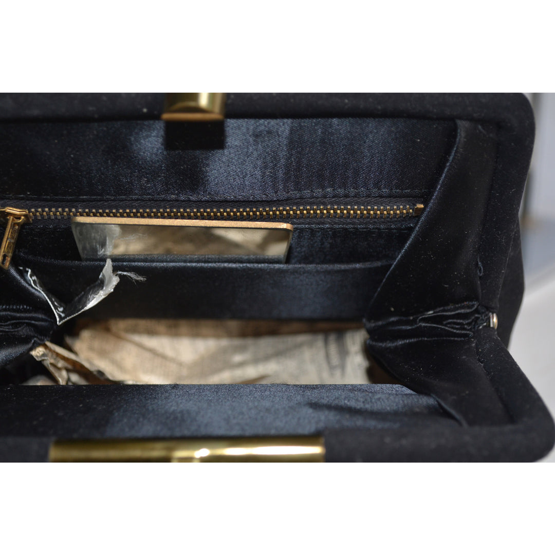 Vintage Keyhole Black Suede Purse By Kerrybrooke