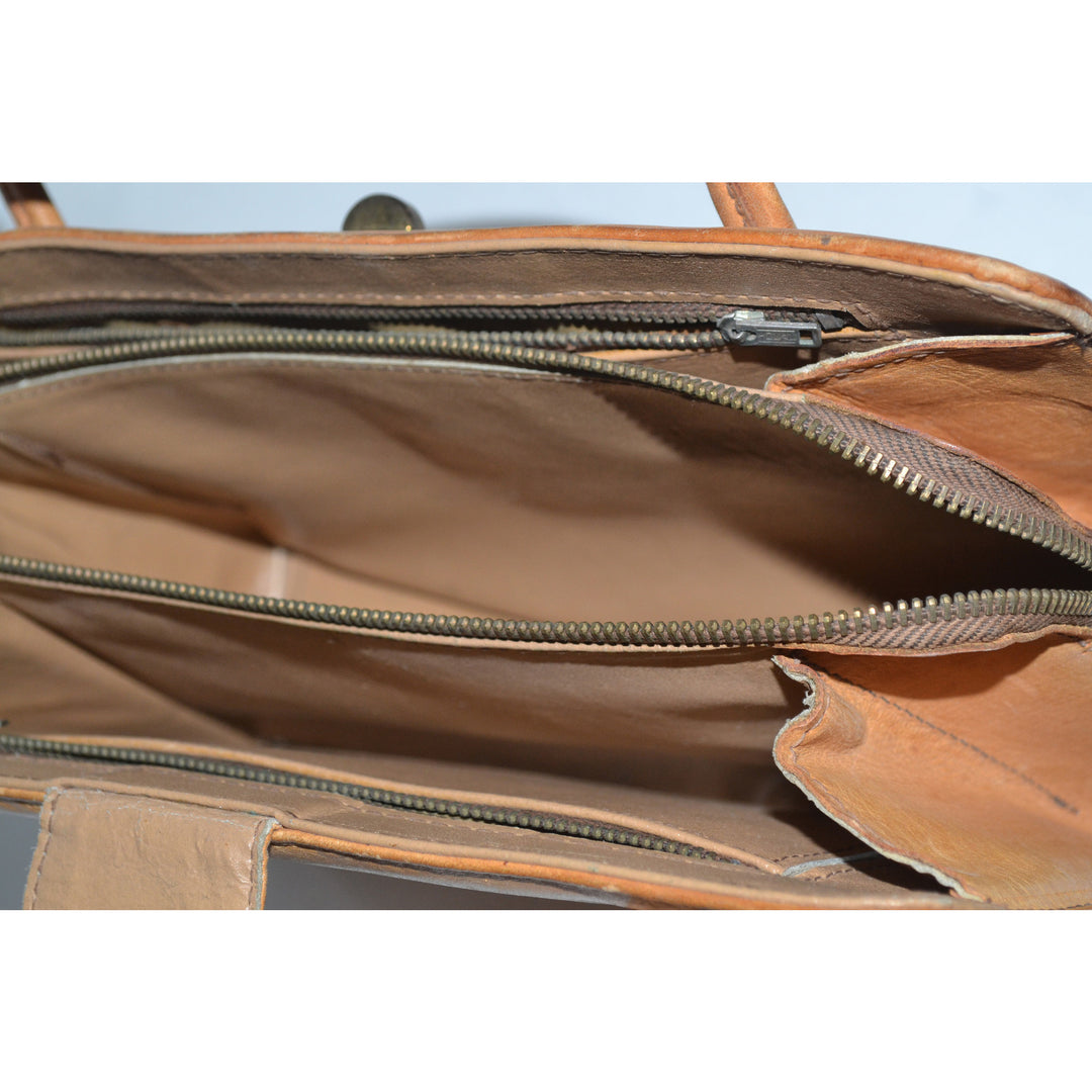 Vintage Tan Tooled Mexican Leather Ponyhair Purse