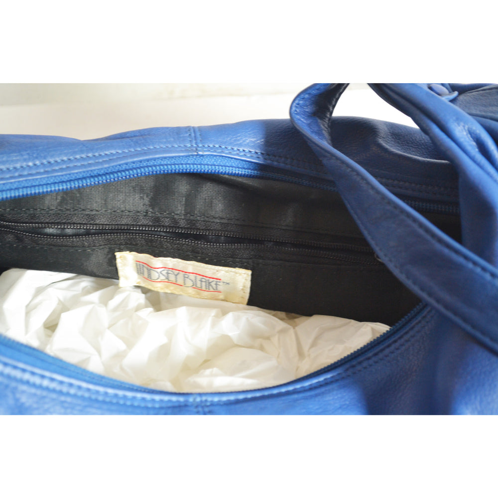 Vintage Blue Leather Hobo Purse By Lindsey Blake