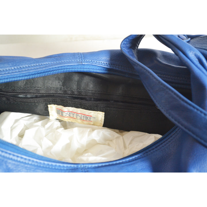 Vintage Blue Leather Hobo Purse By Lindsey Blake