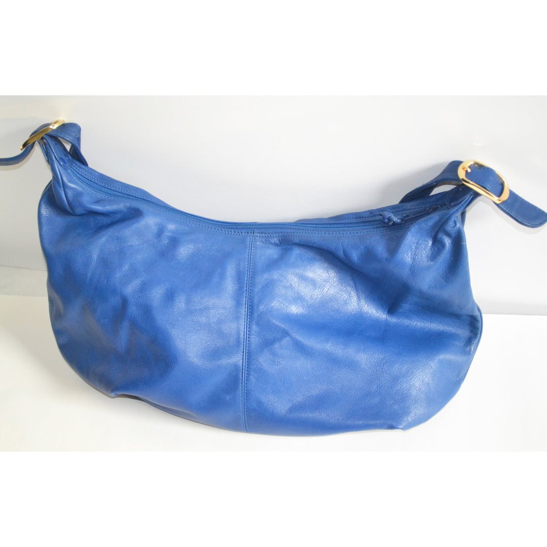 Vintage Blue Leather Hobo Purse By Lindsey Blake