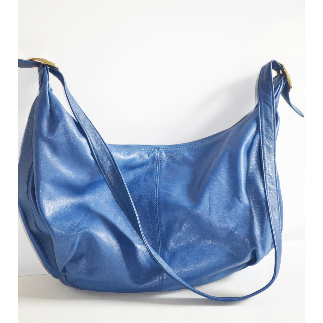 Vintage Blue Leather Hobo Purse By Lindsey Blake