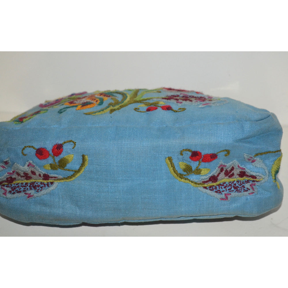 Vintage Blue Embroidered Purse By Lois