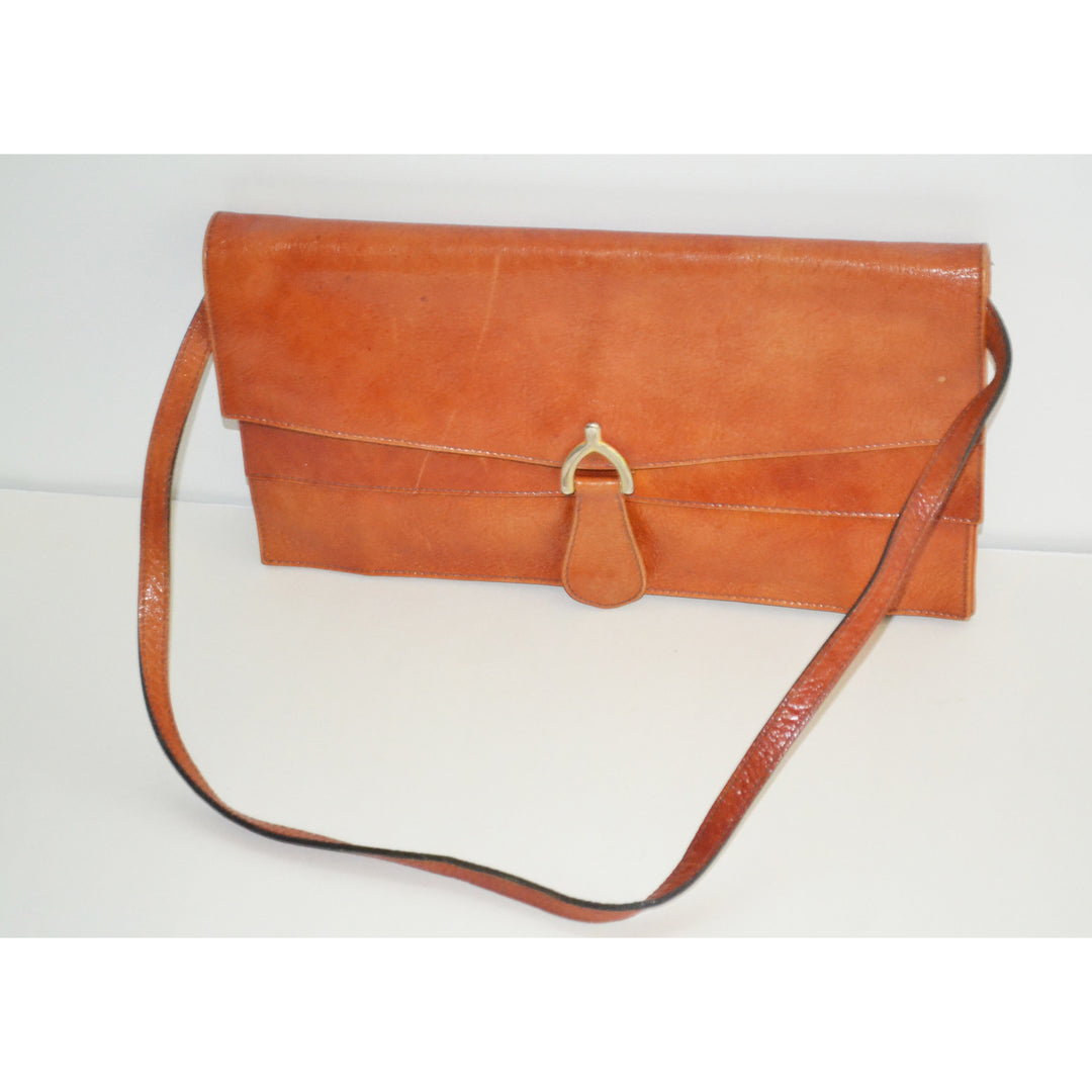 Vintage Orange Leather Flap Purse By Marshall Fields