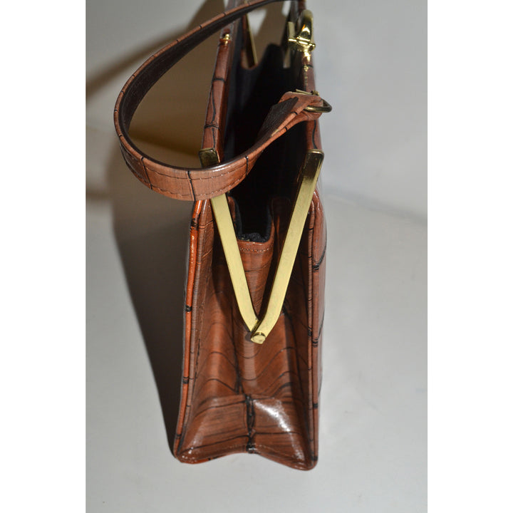 Vintage Brown Simulated Alligator Kelly Purse