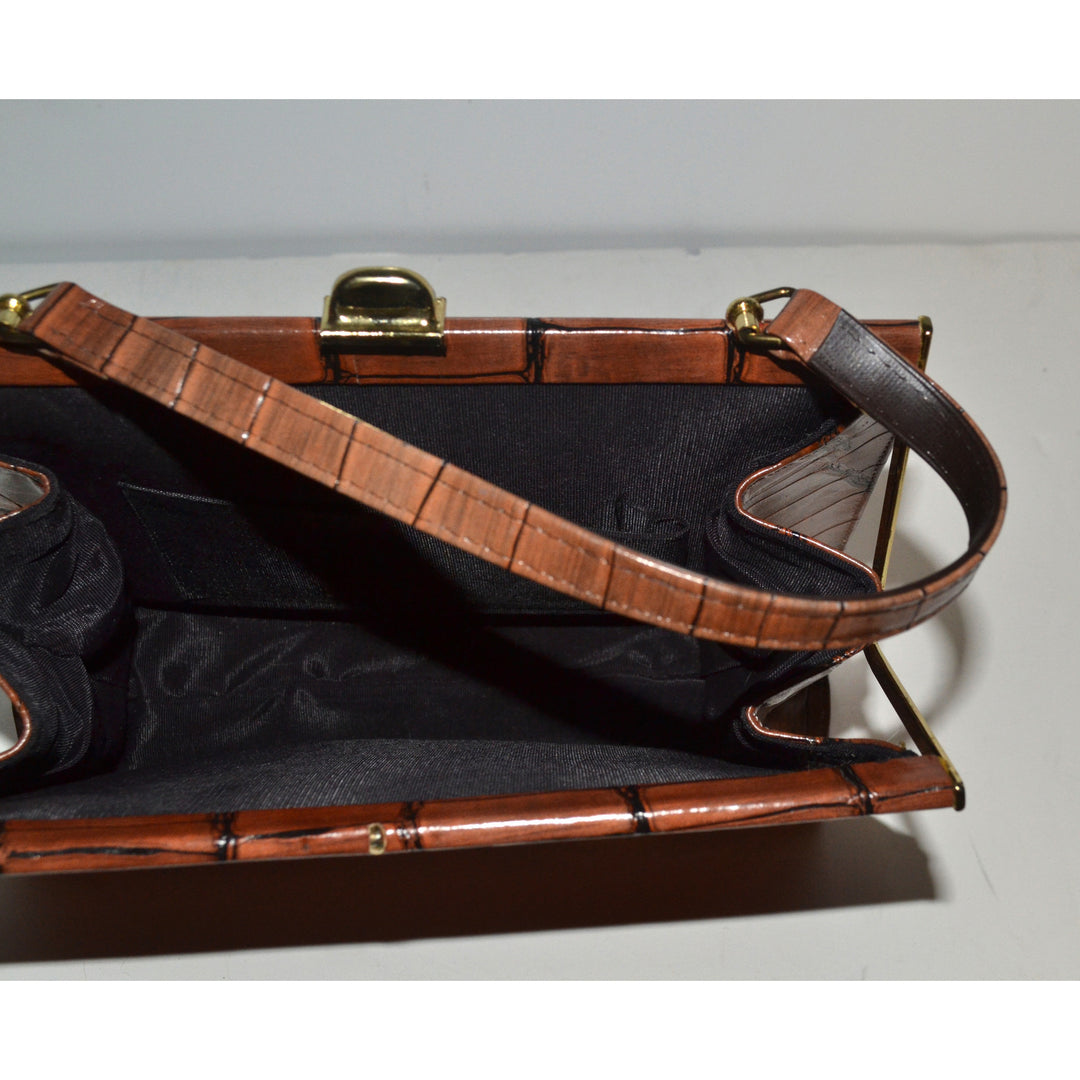 Vintage Brown Simulated Alligator Kelly Purse
