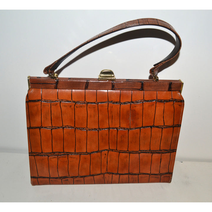 Vintage Brown Simulated Alligator Kelly Purse