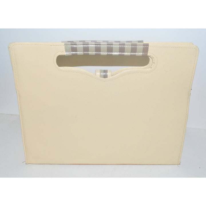 Vintage Chic Cream Leather Square Purse By Monaco