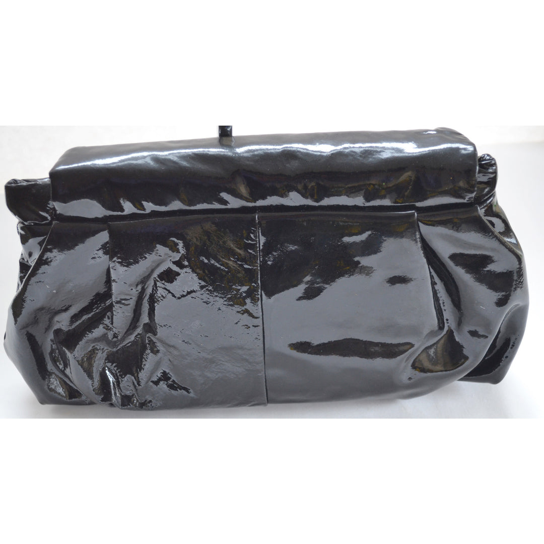 Vintage Black High Gloss Moon Bag & Lacquered Purse By Patricia Smith - 1980's