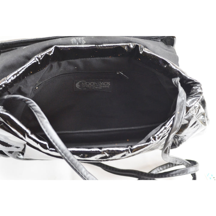 Vintage Black High Gloss Moon Bag & Lacquered Purse By Patricia Smith - 1980's
