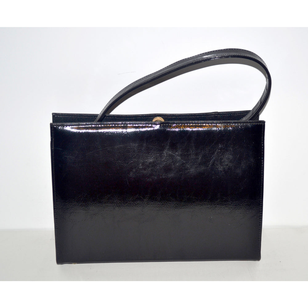Vintage Black Simulated Leather Handbag By Naturalizer