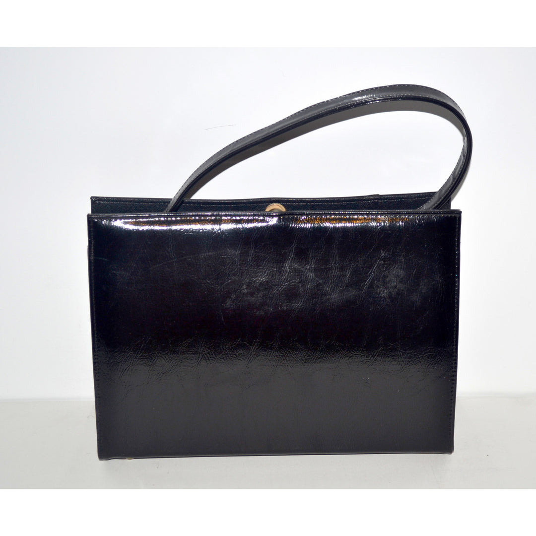 Vintage Black Simulated Leather Handbag By Naturalizer