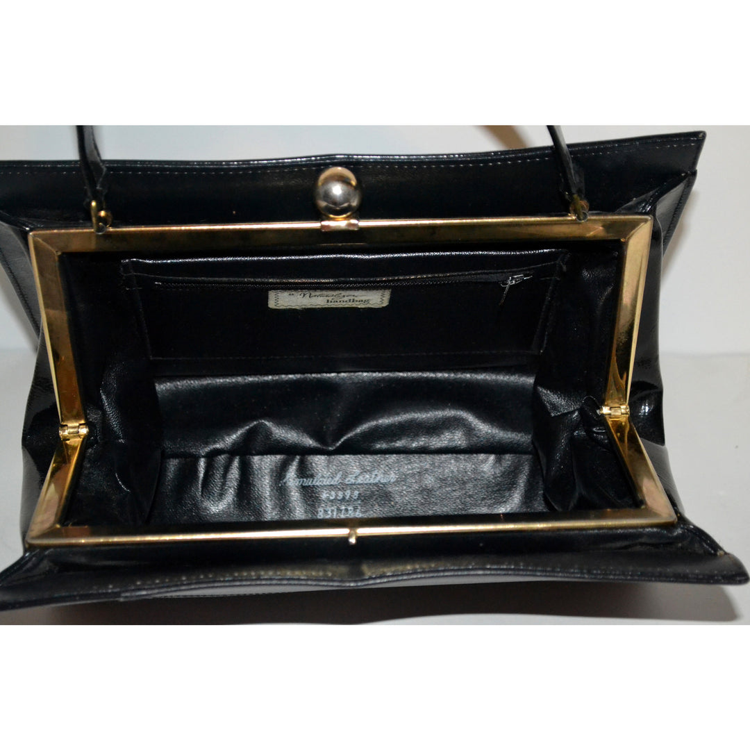 Vintage Black Simulated Leather Handbag By Naturalizer