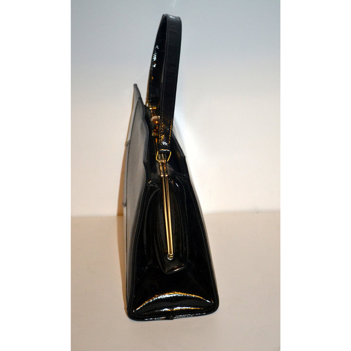 Vintage Black Simulated Leather Handbag By Naturalizer