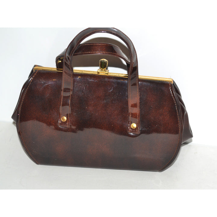Vintage Brown High Gloss Baguette Purse