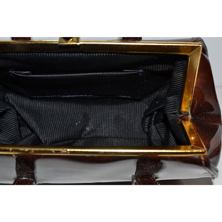 Vintage Brown High Gloss Baguette Purse