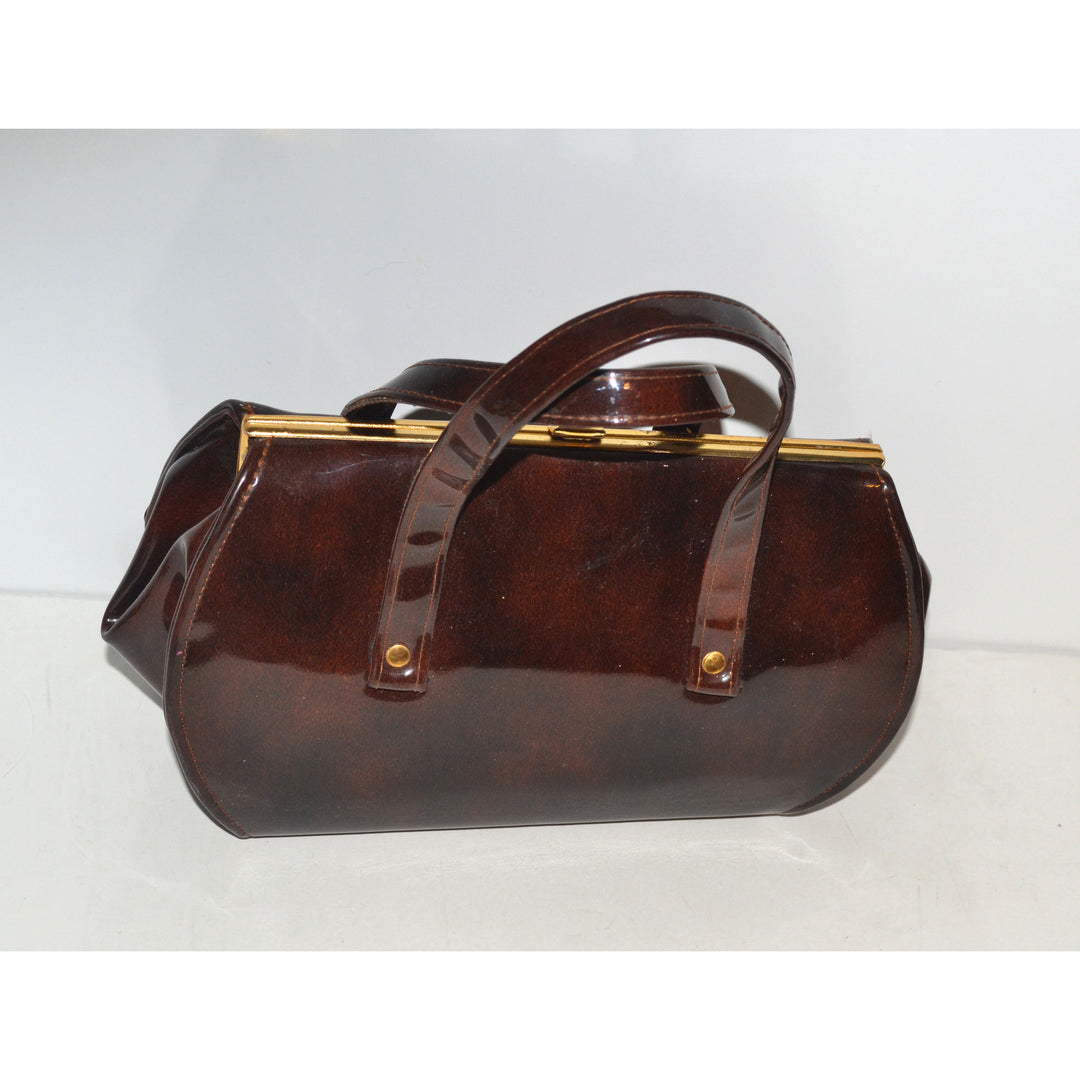 Vintage Brown High Gloss Baguette Purse