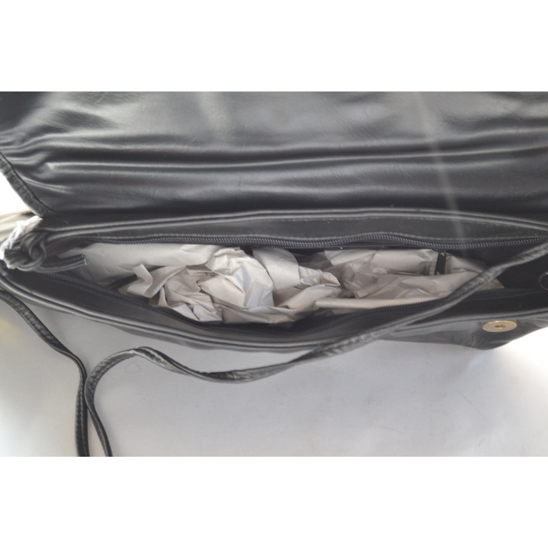 Vintage Black Polka Dot Asymmetrical Leather Clutch Purse