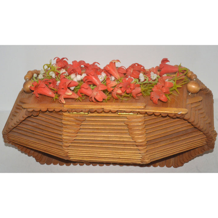 Vintage Arts & Craft Popsicle Stick Coffin Box Purse