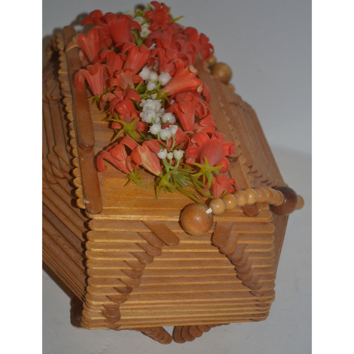 Vintage Arts & Craft Popsicle Stick Coffin Box Purse