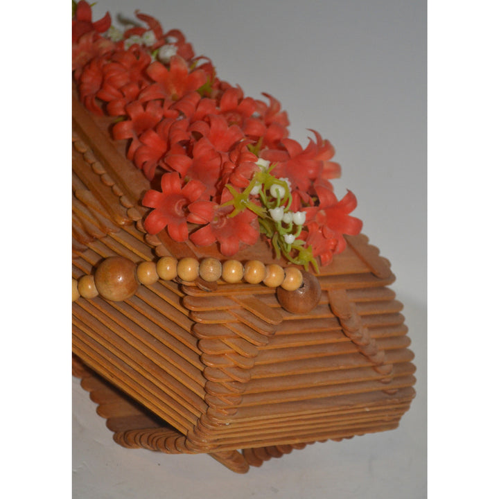 Vintage Arts & Craft Popsicle Stick Coffin Box Purse