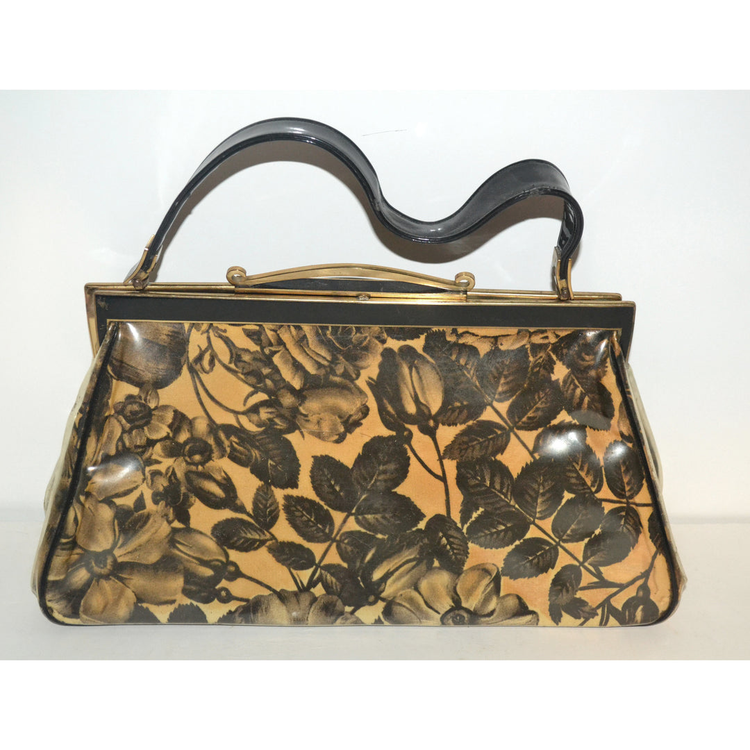 Vintage Floral Plastic Handbag By Rosenfeld