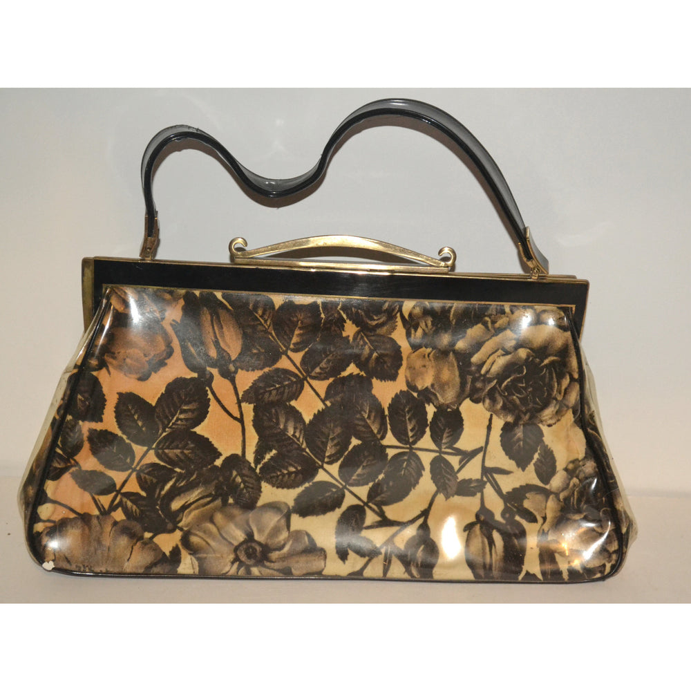 Vintage Floral Plastic Handbag By Rosenfeld
