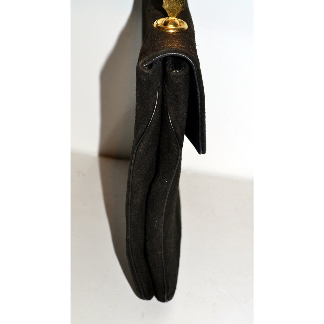 Vintage Black Suede Purse By Saks Fifth Avenue