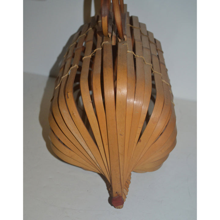 Vintage Collapsible Natural Bamboo Tote Purse