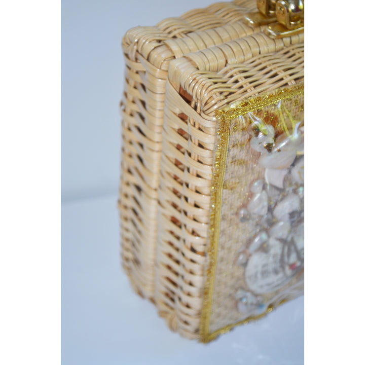 Vintage Sea Creatures Seashell Wicker Purse