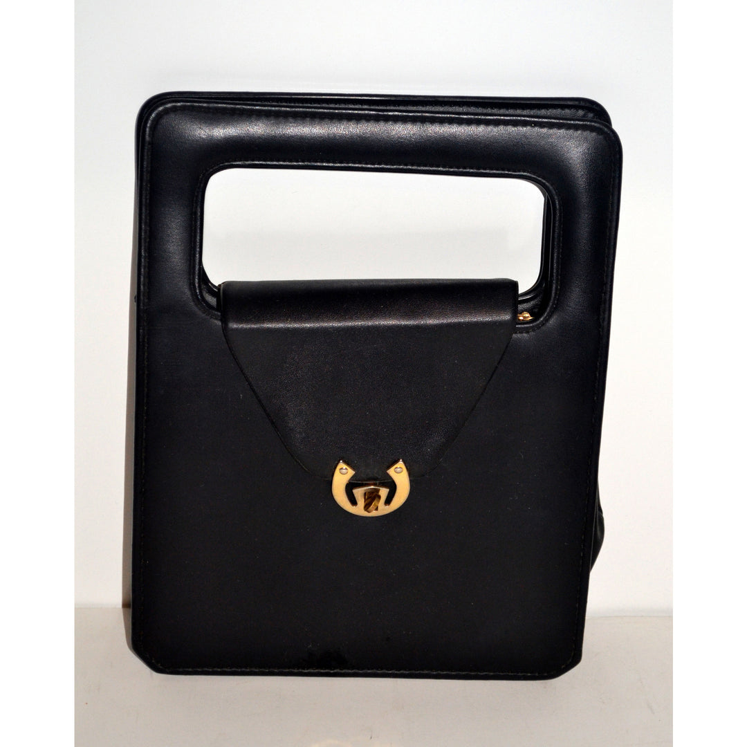 Vintage Black Vinyl Accordion Purse By Granada
