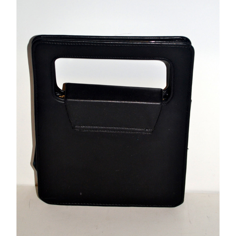 Vintage Black Vinyl Accordion Purse By Granada