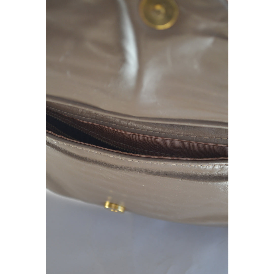Vintage Taupe Leather Purse By Miriam -1980's