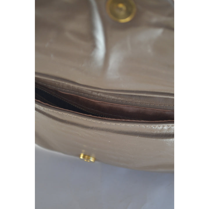 Vintage Taupe Leather Purse By Miriam -1980's