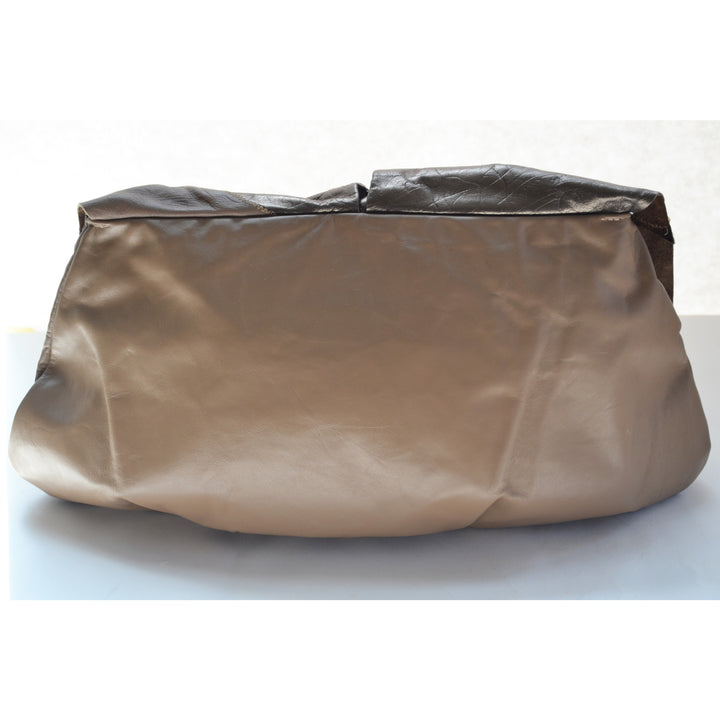 Vintage Taupe Leather Purse By Miriam -1980's