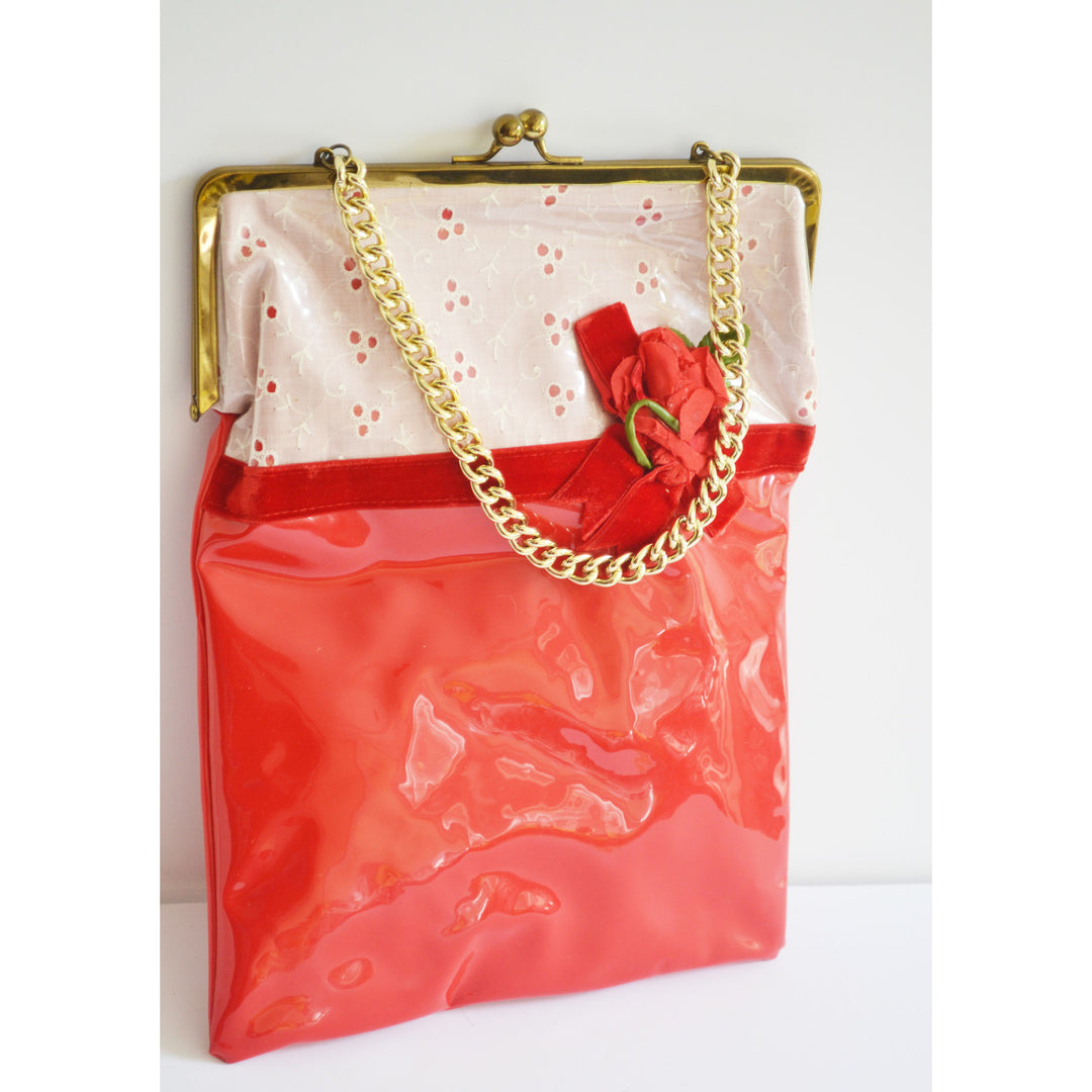 Vintage Red & White Plastic Purse By Tyrolean