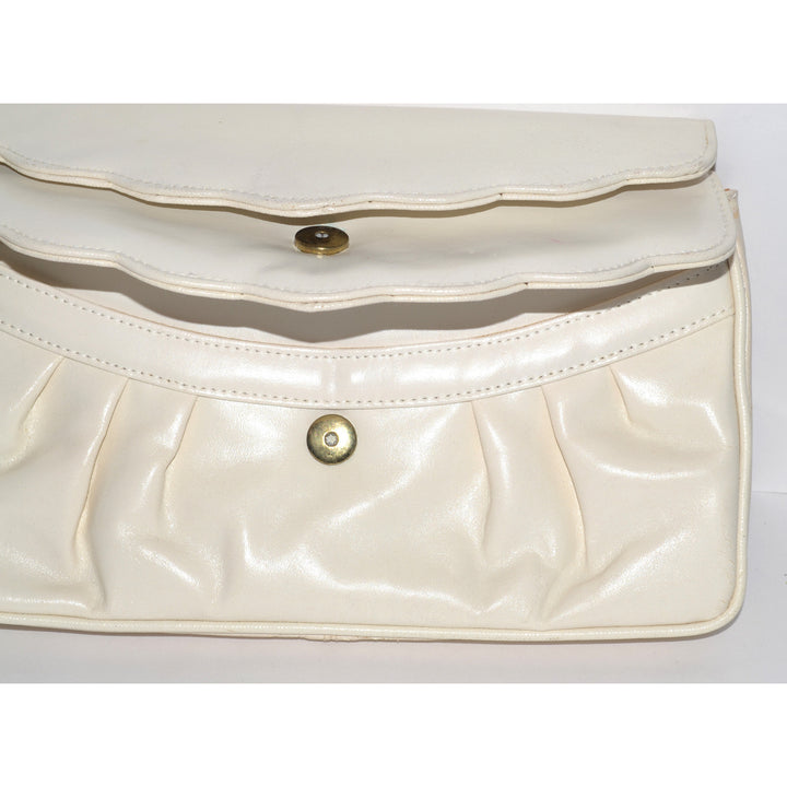 Vintage Off White Leather Clutch Purse