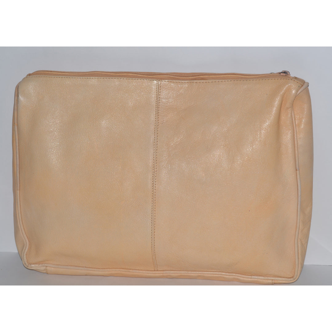 Vintage Cream Woven Leather Clutch Purse