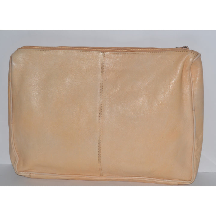 Vintage Cream Woven Leather Clutch Purse