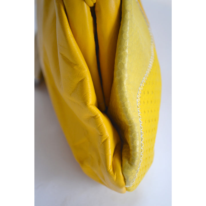 Vintage Yellow Leather Embossed Purse