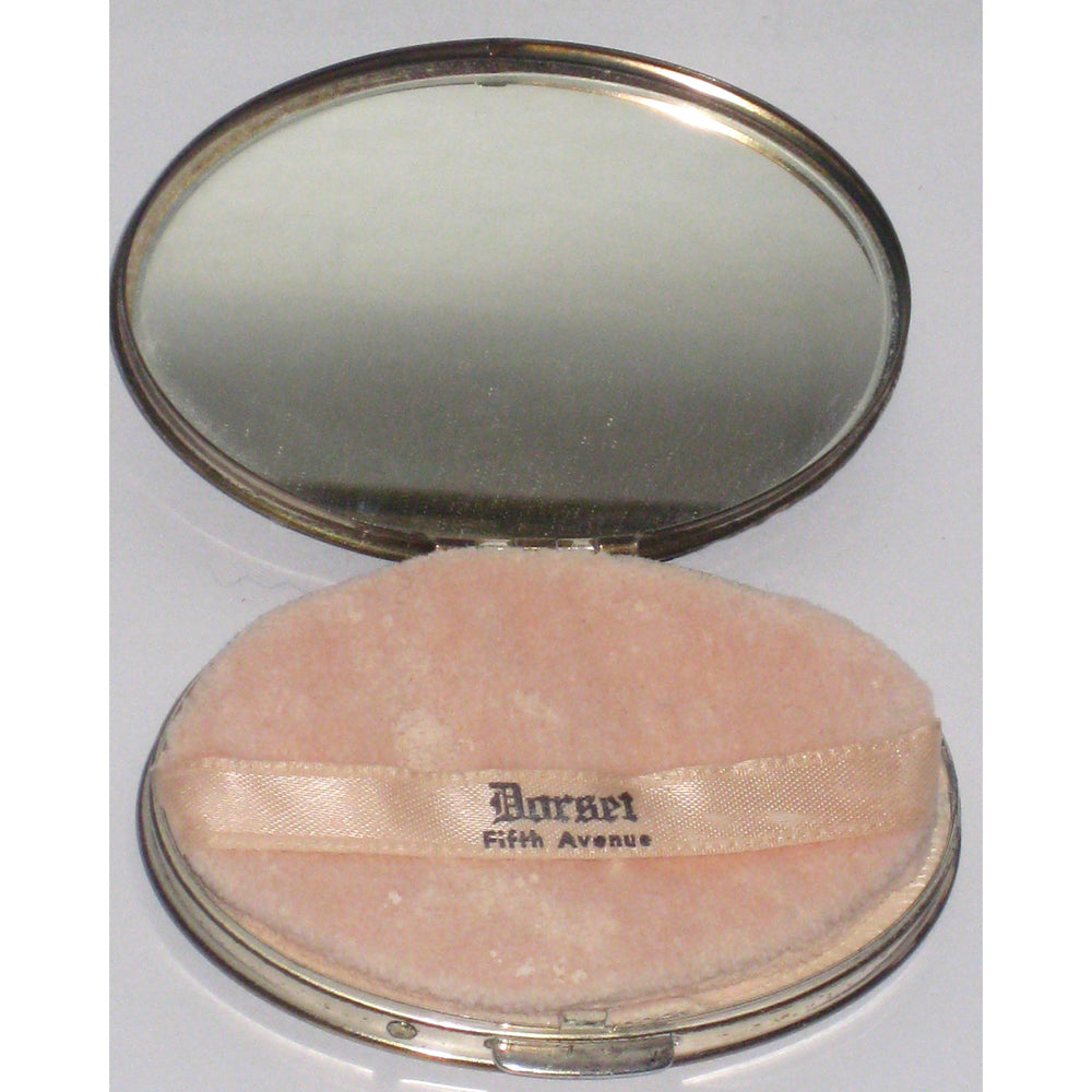 Vintage Silvertone Egg Stone Compact By Dorset