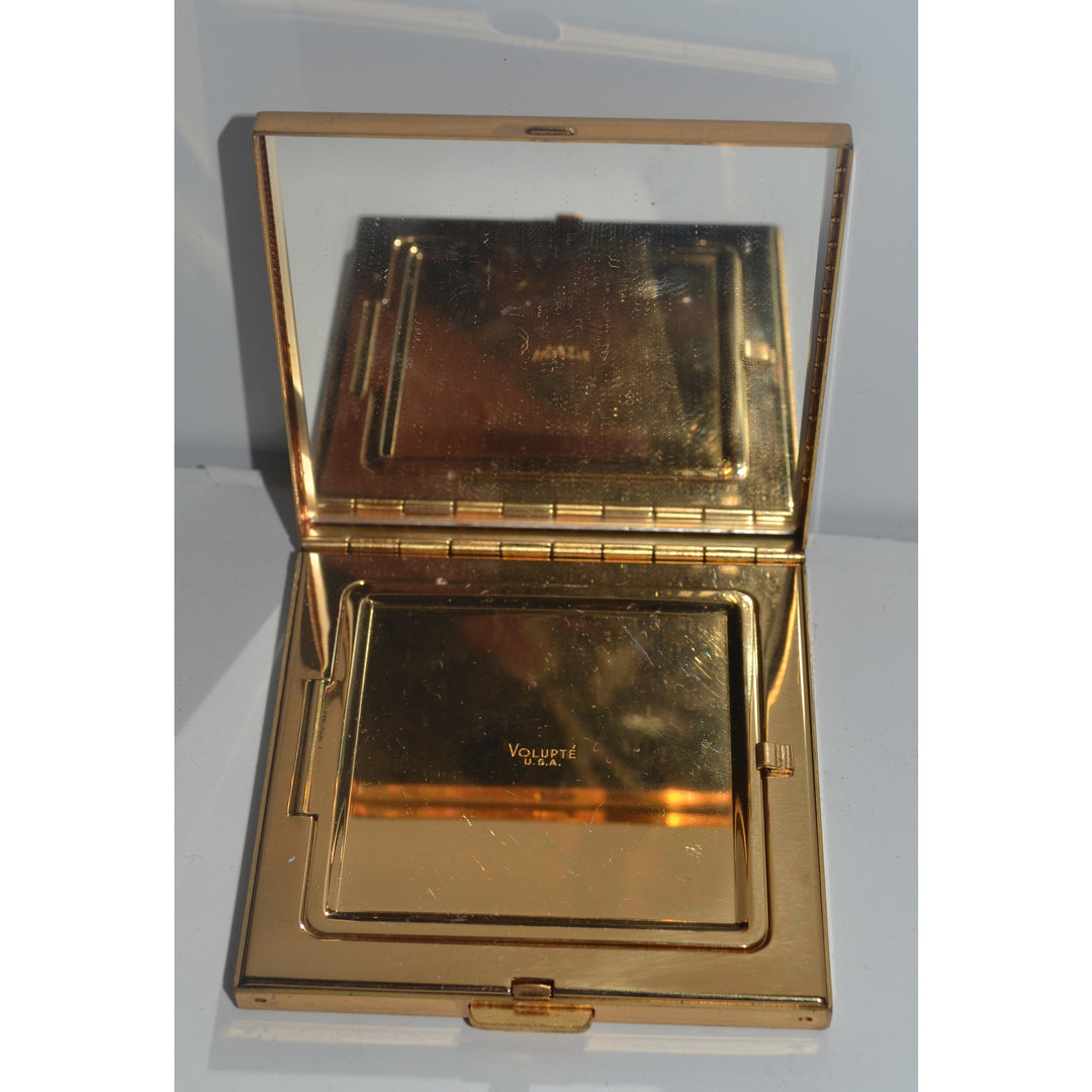 Vintage Goldtone Rhinestone Compact By Volupte