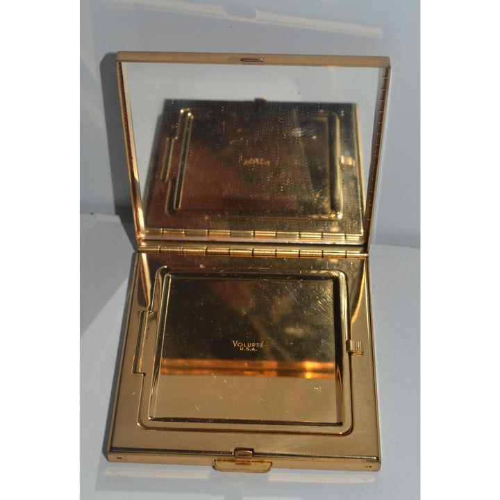 Vintage Goldtone Rhinestone Compact By Volupte