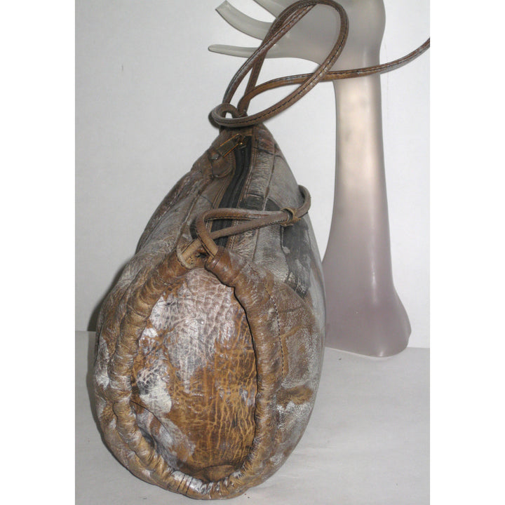 Vintage Wearable Art Leather Purse By Jane Yoo - 1980's