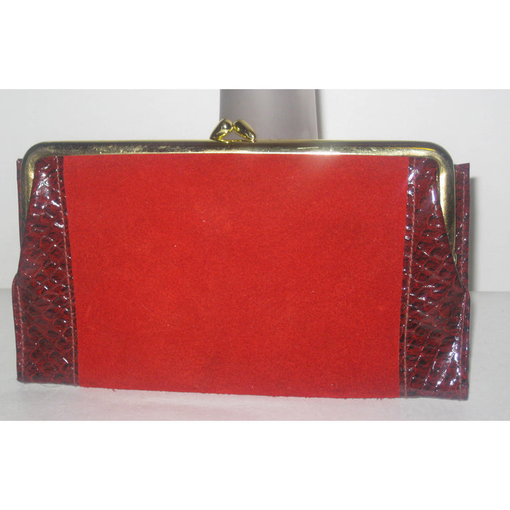 Vintage Red Suede Faux Reptile Wallet By St. Thomas