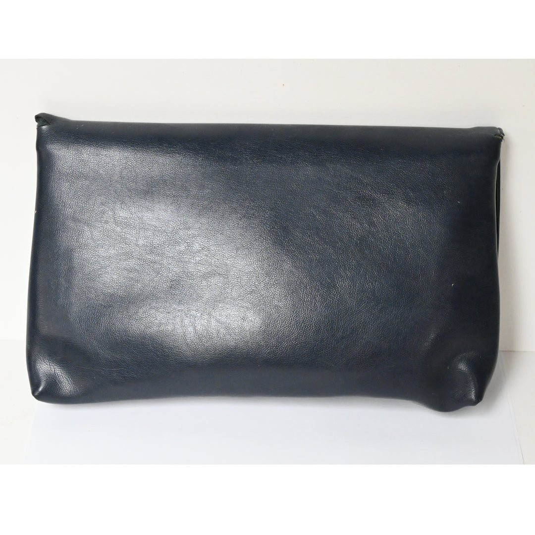 Navy Vinyl Clutch with Tortoise Stick Trim