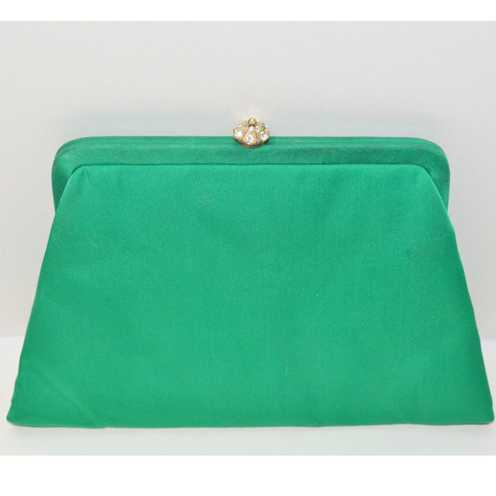 1950’s Emerald Green Satin Evening Clutch Purse