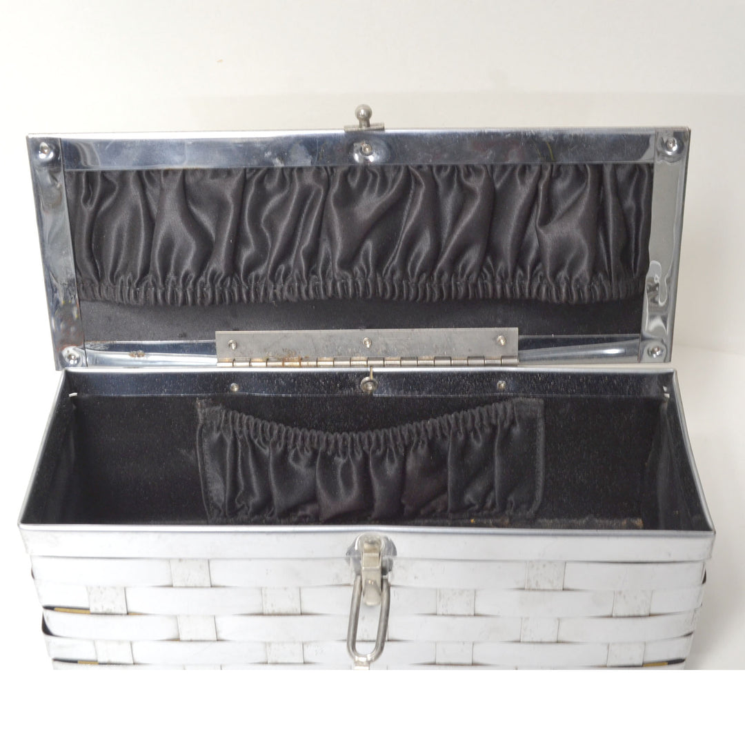 1950’s Silver Chrome Metal Basket Weave Box Purse